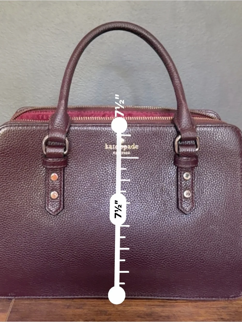 kate spade plum pebbled leather satchel with gold hardware